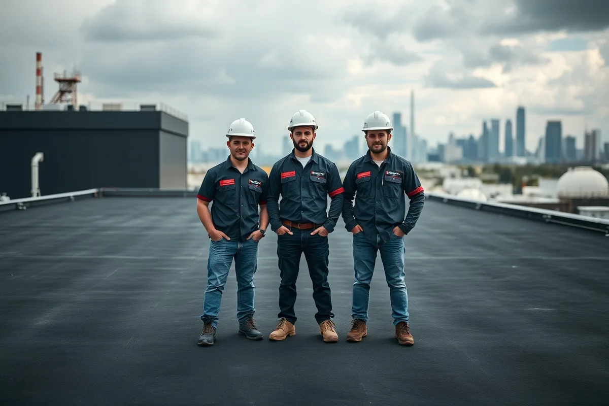 EPDM roofing repair crew